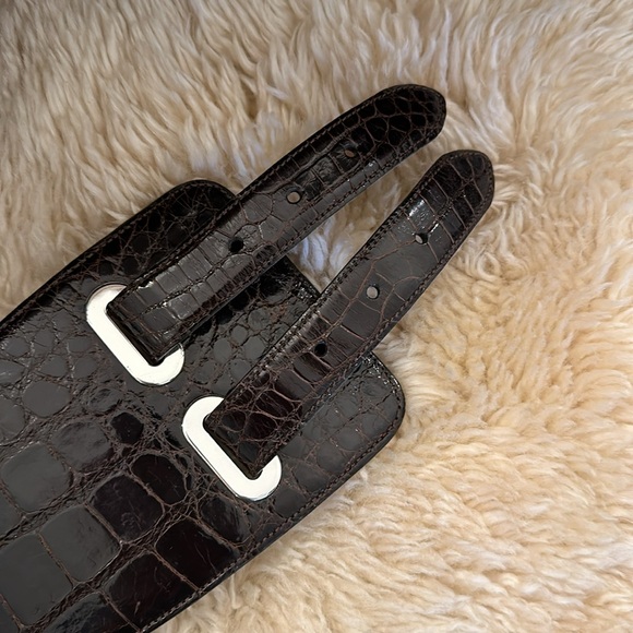 Ralph Lauren Fall '05 Runway Brown American Alligator 2 Buckle Wide Corset Belt - Picture 3 of 11